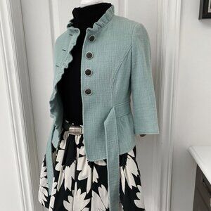 Espirit - 100% Cotton Belted Button Up Peplum Blazer